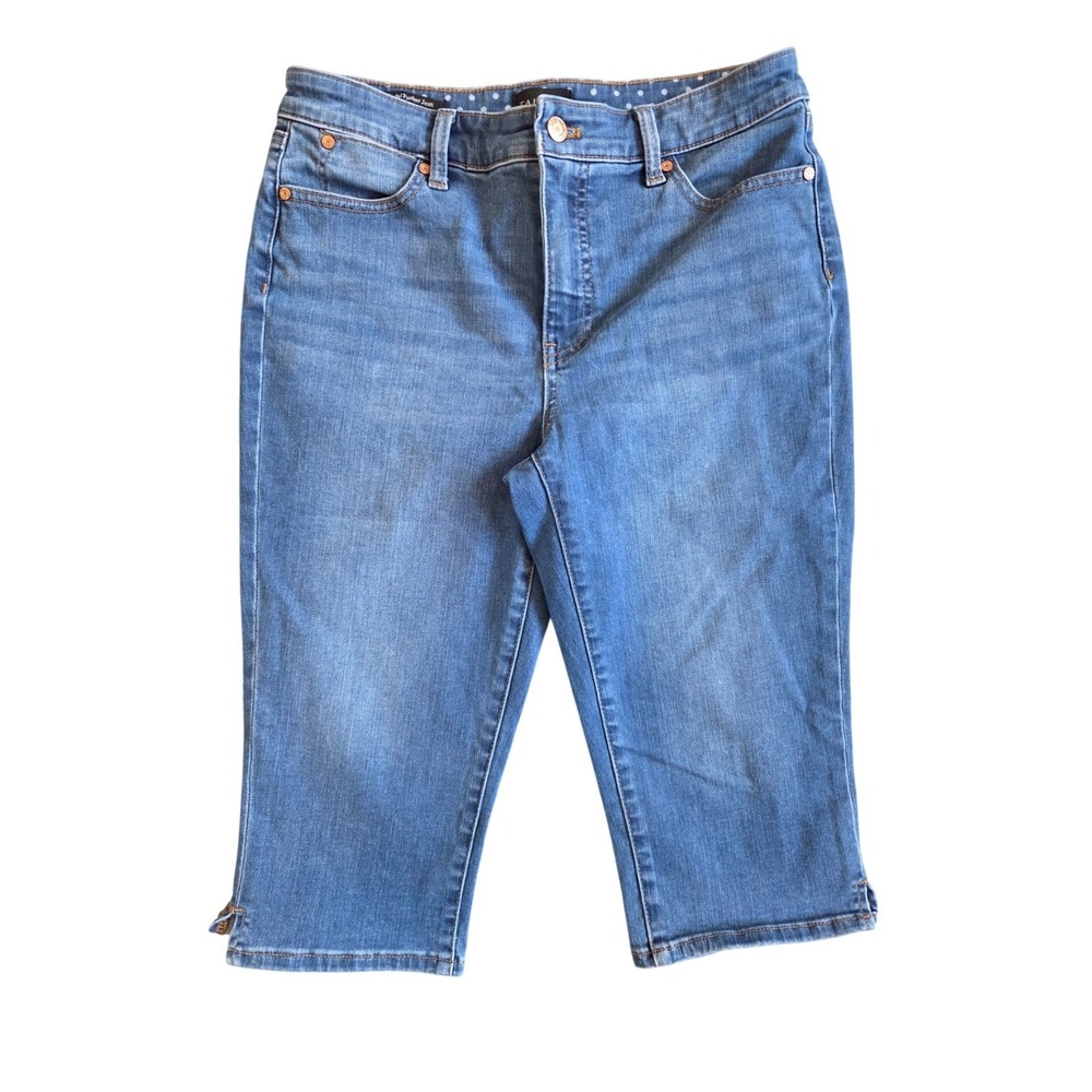 Talbots Pedal Pusher Jean Medium Wash High Rise Cropped Denim Pants 8P Petite - Picture 2 of 4